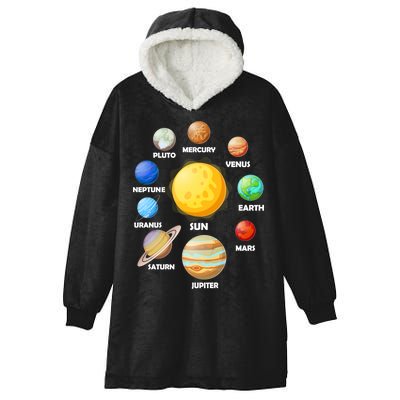 Solar System Planets Sun Mars Hooded Wearable Blanket