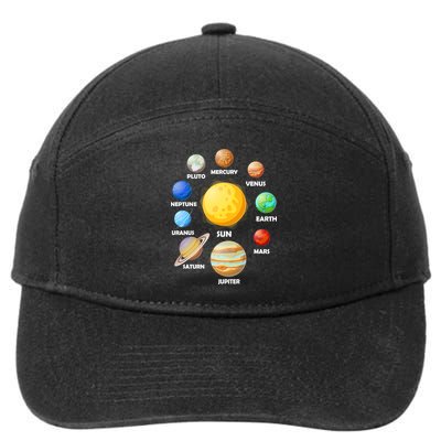 Solar System Planets Sun Mars 7-Panel Snapback Hat