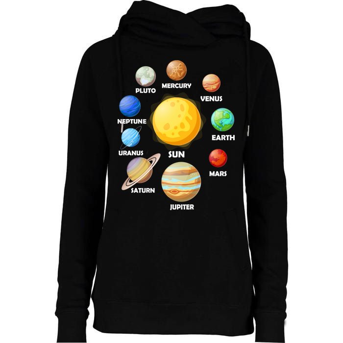 Solar System Planets Sun Mars Womens Funnel Neck Pullover Hood