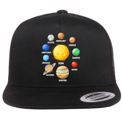 Solar System Planets Sun Mars Flat Bill Trucker Hat