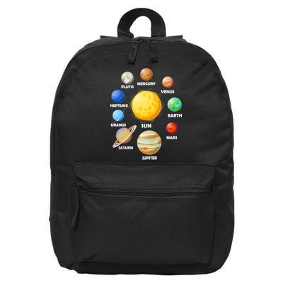 Solar System Planets Sun Mars 16 in Basic Backpack