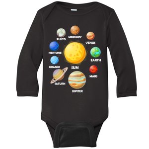 Solar System Planets Sun Mars Baby Long Sleeve Bodysuit