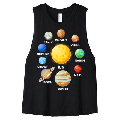 Solar System Planets Sun Mars Women's Racerback Cropped Tank