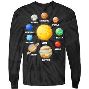 Solar System Planets Sun Mars Tie-Dye Long Sleeve Shirt