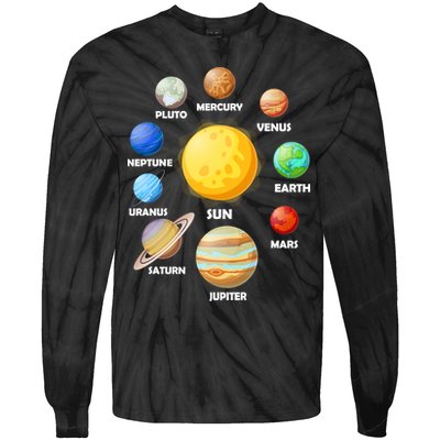 Solar System Planets Sun Mars Tie-Dye Long Sleeve Shirt