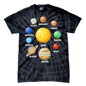 Solar System Planets Sun Mars Tie-Dye T-Shirt