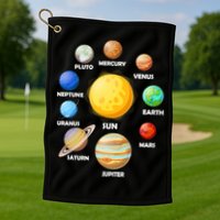 Solar System Planets Sun Mars Golf Towel