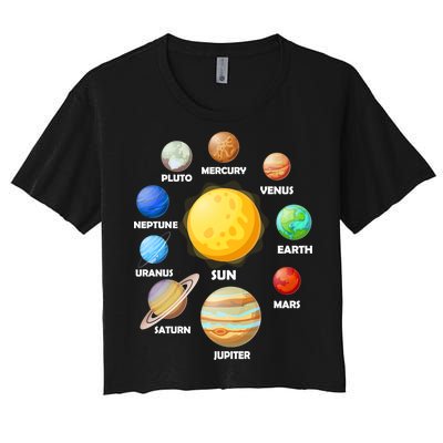 Solar System Planets Sun Mars Women's Crop Top Tee