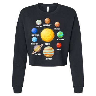 Solar System Planets Sun Mars Cropped Pullover Crew