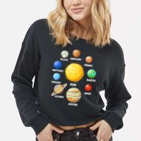 Solar System Planets Sun Mars Cropped Pullover Crew