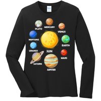 Solar System Planets Sun Mars Ladies Long Sleeve Shirt