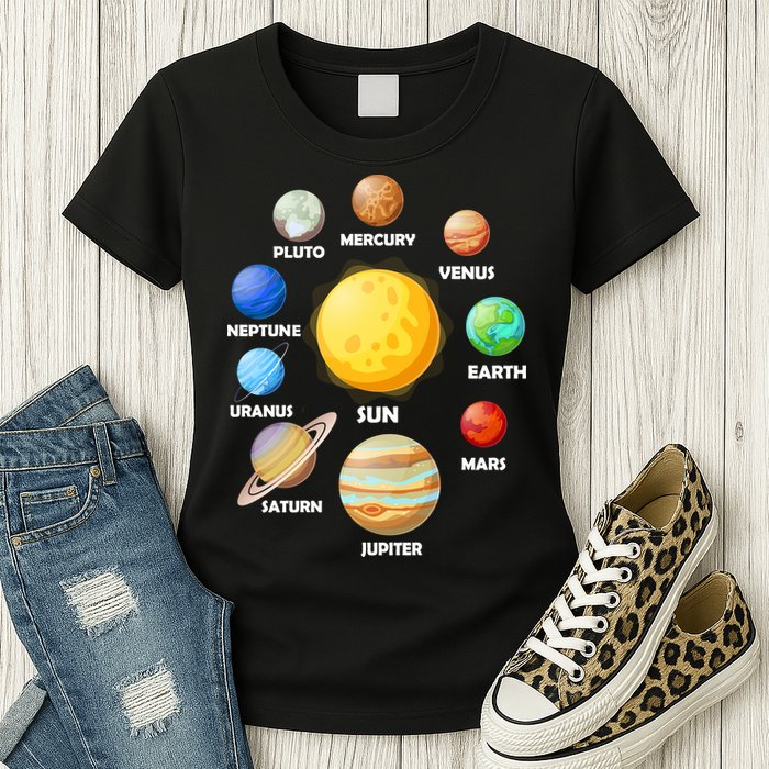 Solar System Planets Sun Mars Womens T-Shirt