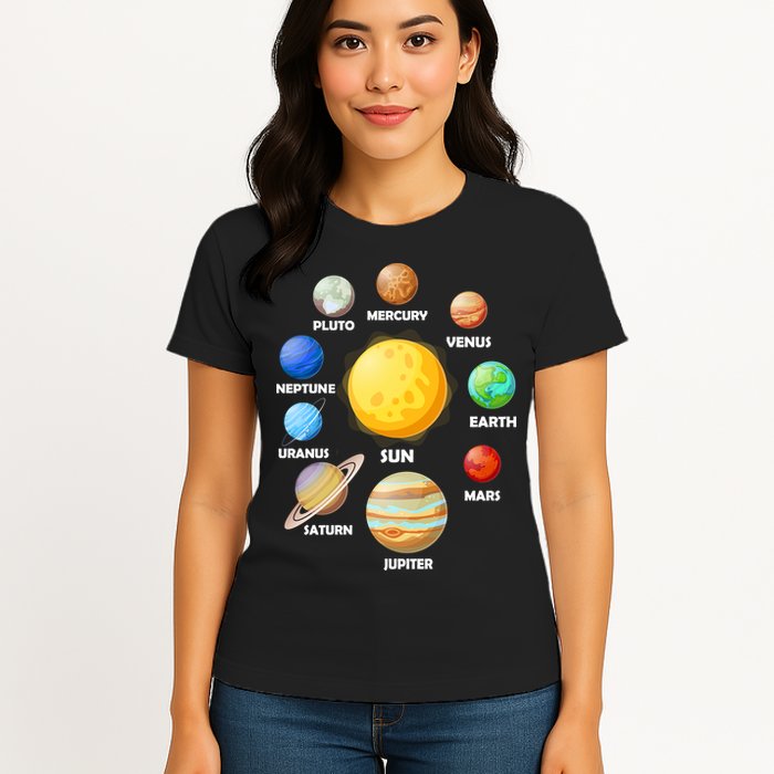 Solar System Planets Sun Mars Womens T-Shirt