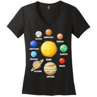 Solar System Planets Sun Mars Women's V-Neck T-Shirt