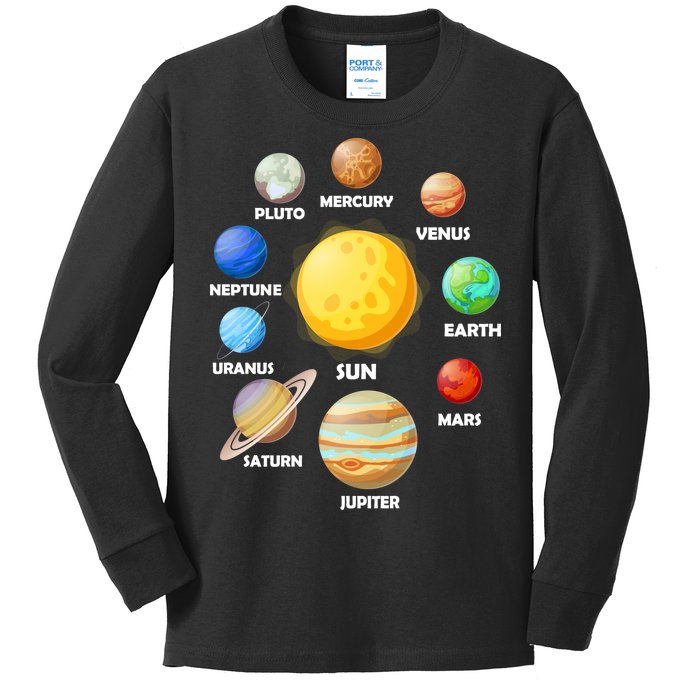 Solar System Planets Sun Mars Kids Long Sleeve Shirt