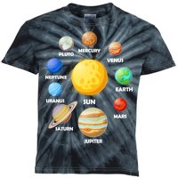 Solar System Planets Sun Mars Kids Tie-Dye T-Shirt