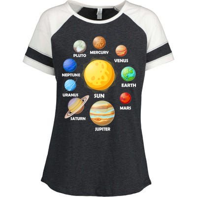 Solar System Planets Sun Mars Enza Ladies Jersey Colorblock Tee