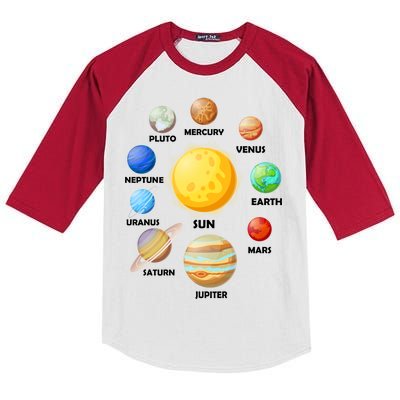 Solar System Planets Sun Mars Kids Colorblock Raglan Jersey