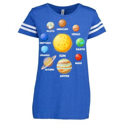 Solar System Planets Sun Mars Enza Ladies Jersey Football T-Shirt