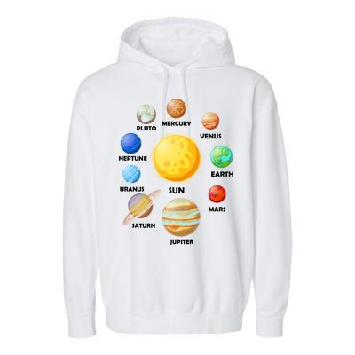 Solar System Planets Sun Mars Garment-Dyed Fleece Hoodie