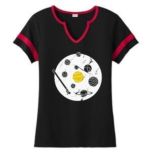 Solar System Vinyl Record Ladies Halftime Notch Neck Tee