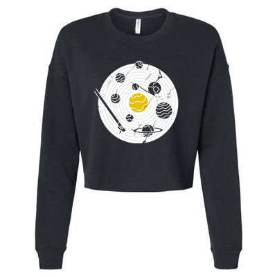 Solar System Vinyl Record Cropped Pullover Crew