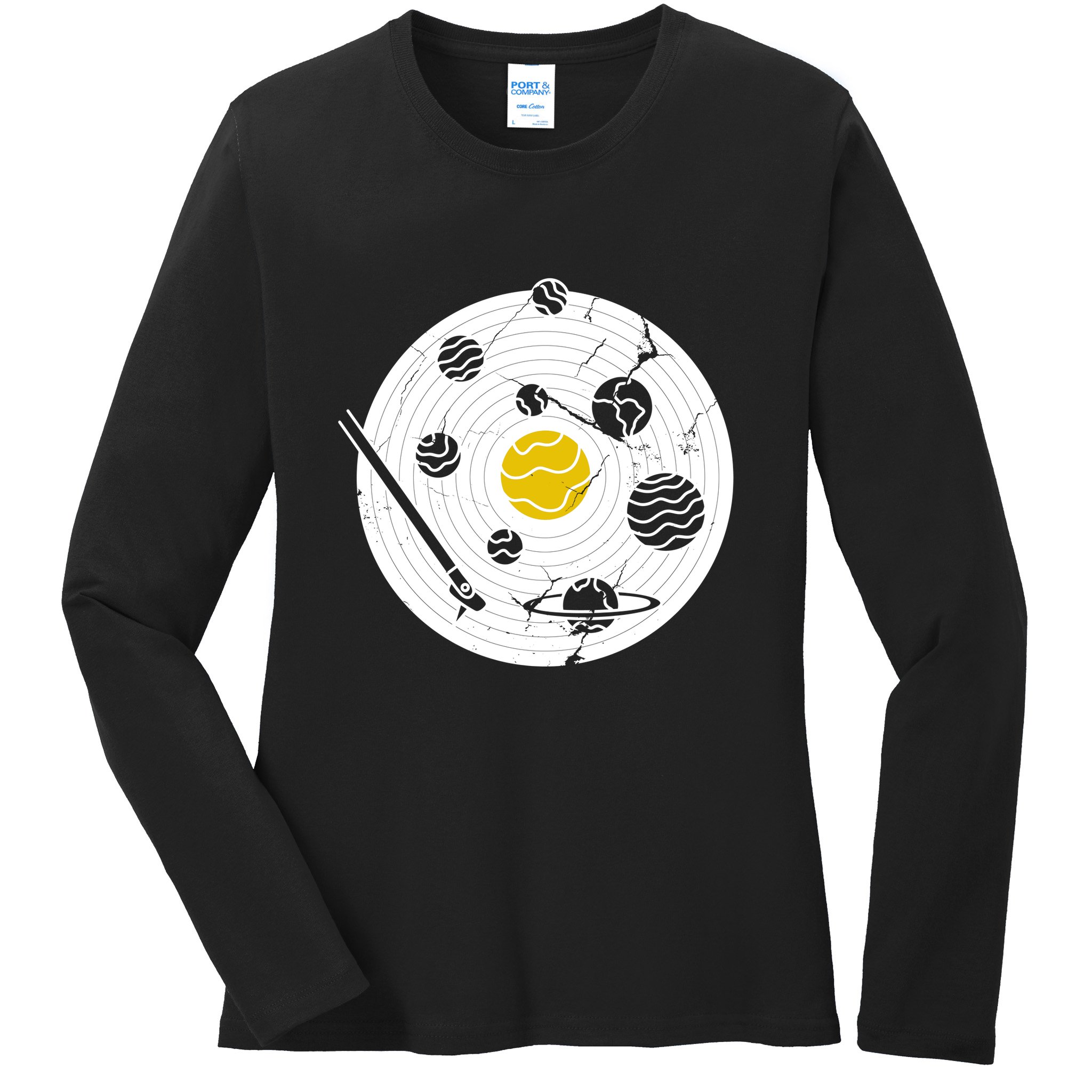 Solar System Vinyl Record Ladies Long Sleeve Shirt