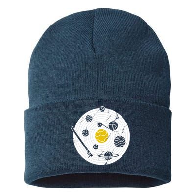 Solar System Vinyl Record Sustainable Knit Beanie