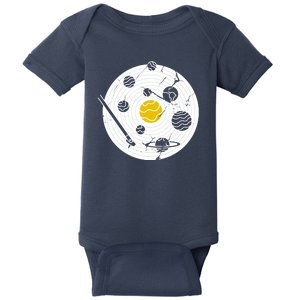 Solar System Vinyl Record Baby Bodysuit