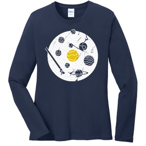 Solar System Vinyl Record Ladies Long Sleeve Shirt