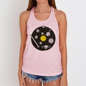 Solar System Vinyl Record Women's Knotted Racerback Tank