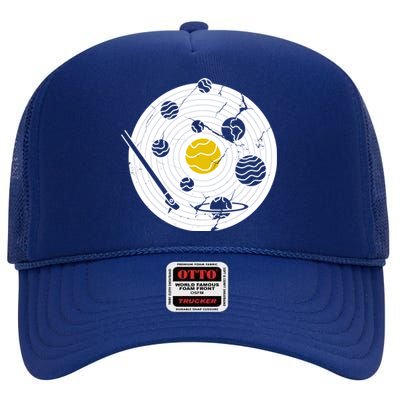 Solar System Vinyl Record High Crown Mesh Back Trucker Hat