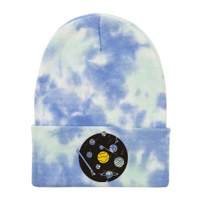 Solar System Vinyl Record Tie Dye 12in Knit Beanie