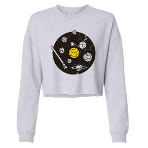 Solar System Vinyl Record Cropped Pullover Crew