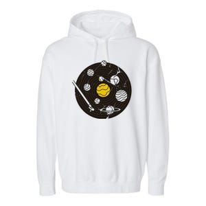 Solar System Vinyl Record Garment-Dyed Fleece Hoodie