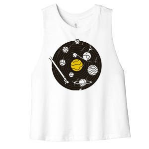 Solar System Vinyl Record Women's Racerback Cropped Tank