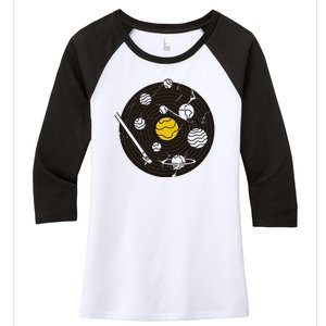 Solar System Vinyl Record Women's Tri-Blend 3/4-Sleeve Raglan Shirt