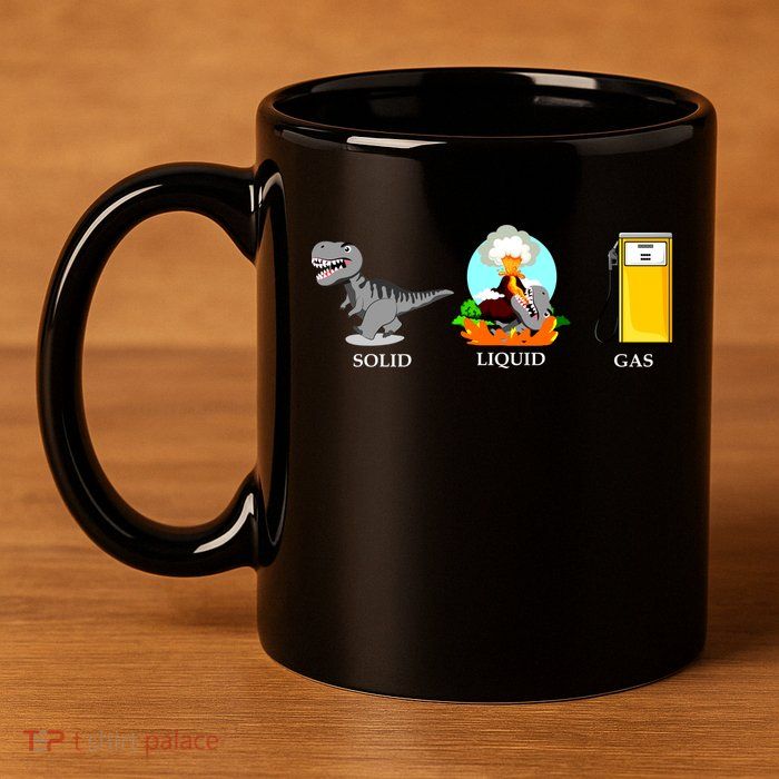 Solid Liquid Gas Dinosaur 11oz C Handle Ceramic Mug
