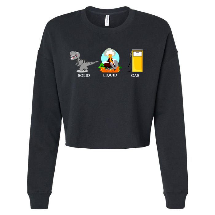 Solid Liquid Gas Dinosaur Cropped Pullover Crew