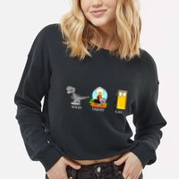 Solid Liquid Gas Dinosaur Cropped Pullover Crew