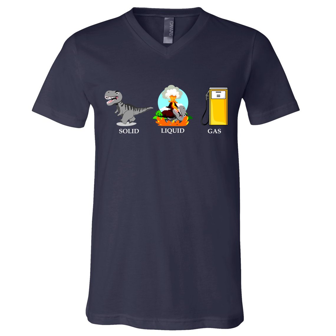 Solid Liquid Gas Dinosaur V-Neck T-Shirt