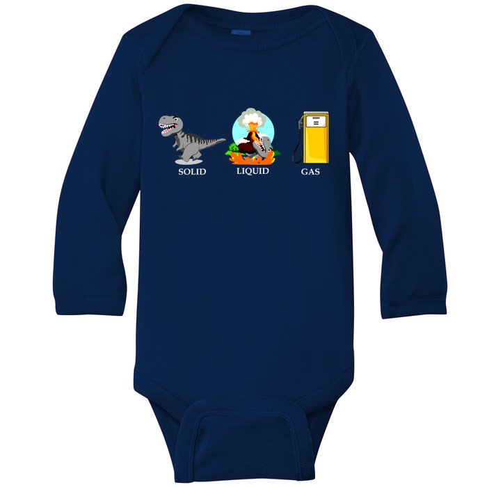 Solid Liquid Gas Dinosaur Baby Long Sleeve Bodysuit