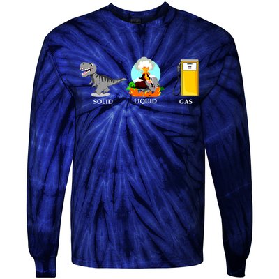 Solid Liquid Gas Dinosaur Tie-Dye Long Sleeve Shirt