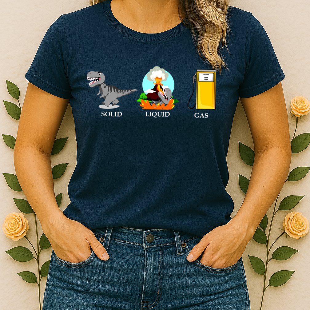 Solid Liquid Gas Dinosaur Womens T-Shirt