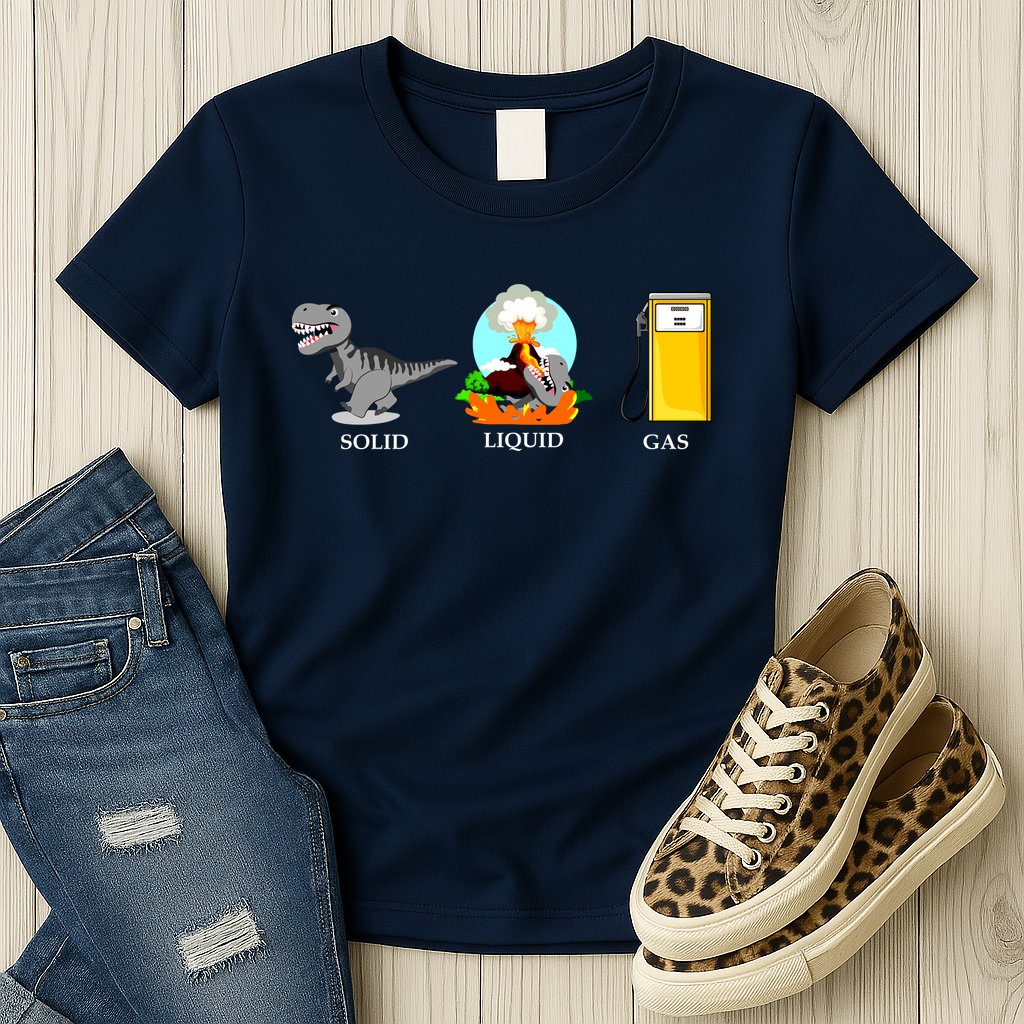 Solid Liquid Gas Dinosaur Womens T-Shirt