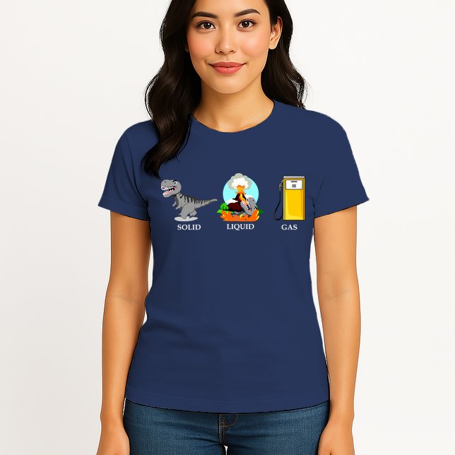 Solid Liquid Gas Dinosaur Womens T-Shirt