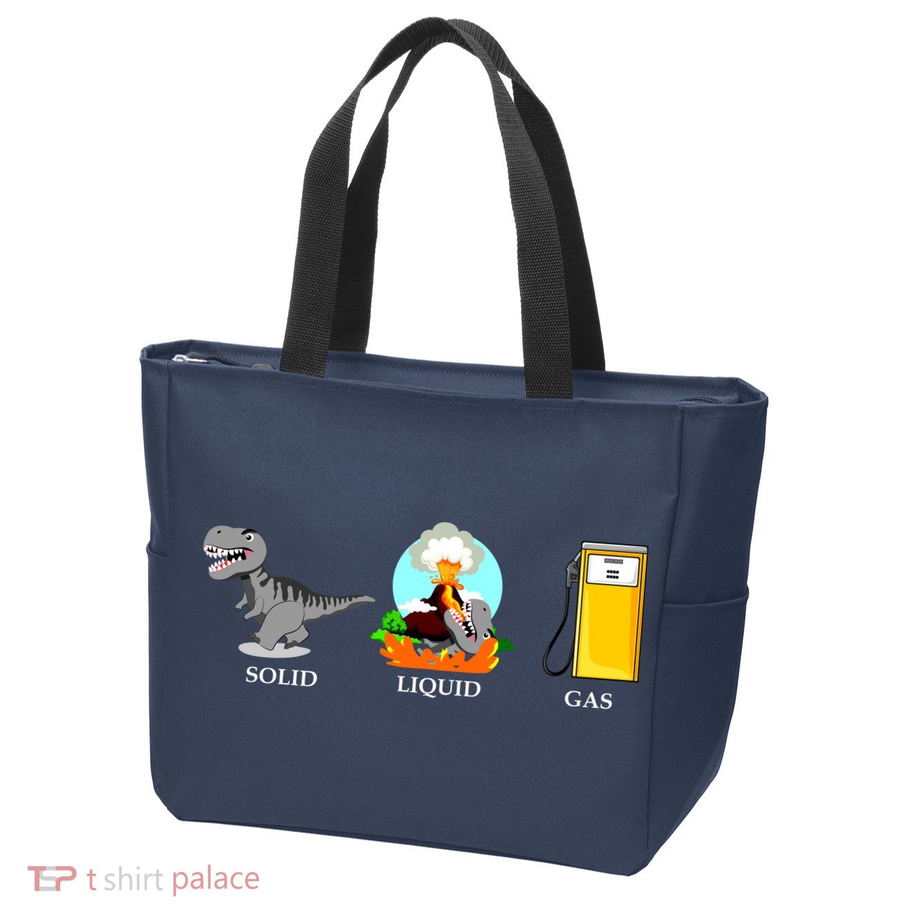 Solid Liquid Gas Dinosaur Zip Tote Bag