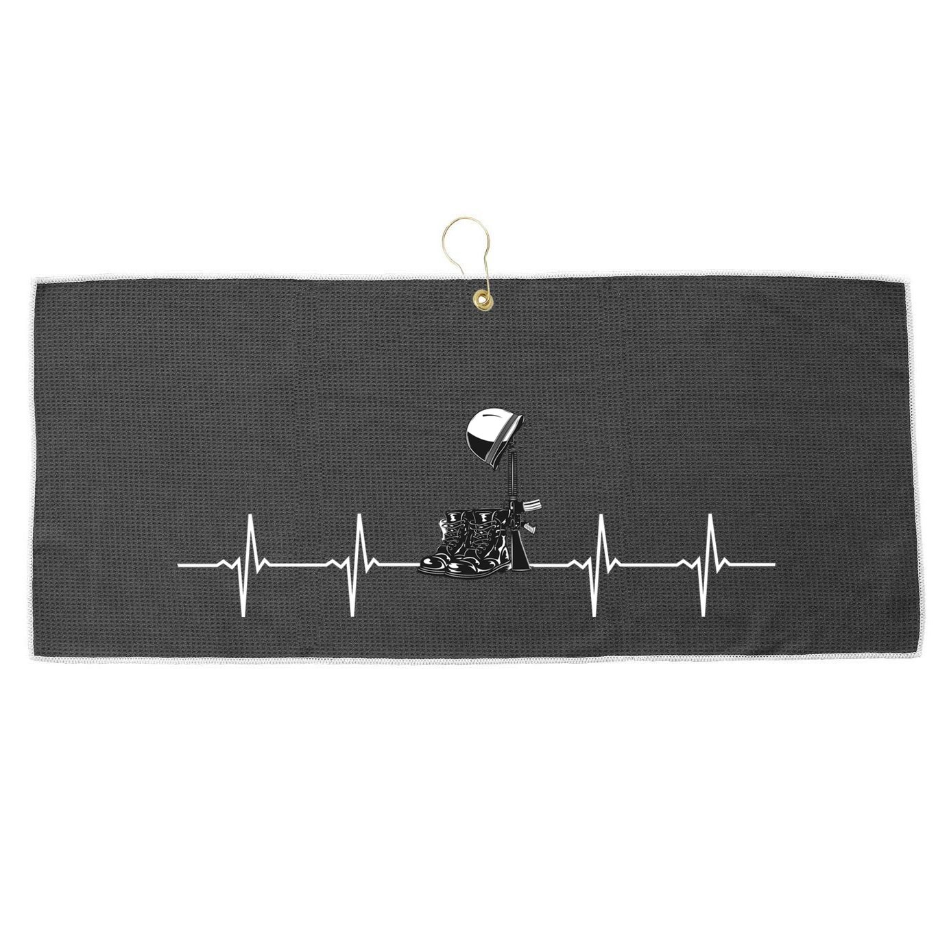Solider Heartbreak Pulse Large Microfiber Waffle Golf Towel