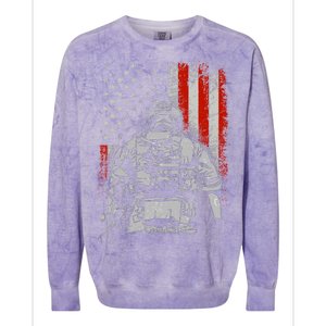 Solider US Flag Support The Troops Colorblast Crewneck Sweatshirt