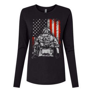 Solider US Flag Support The Troops Womens Cotton Relaxed Long Sleeve T-Shirt